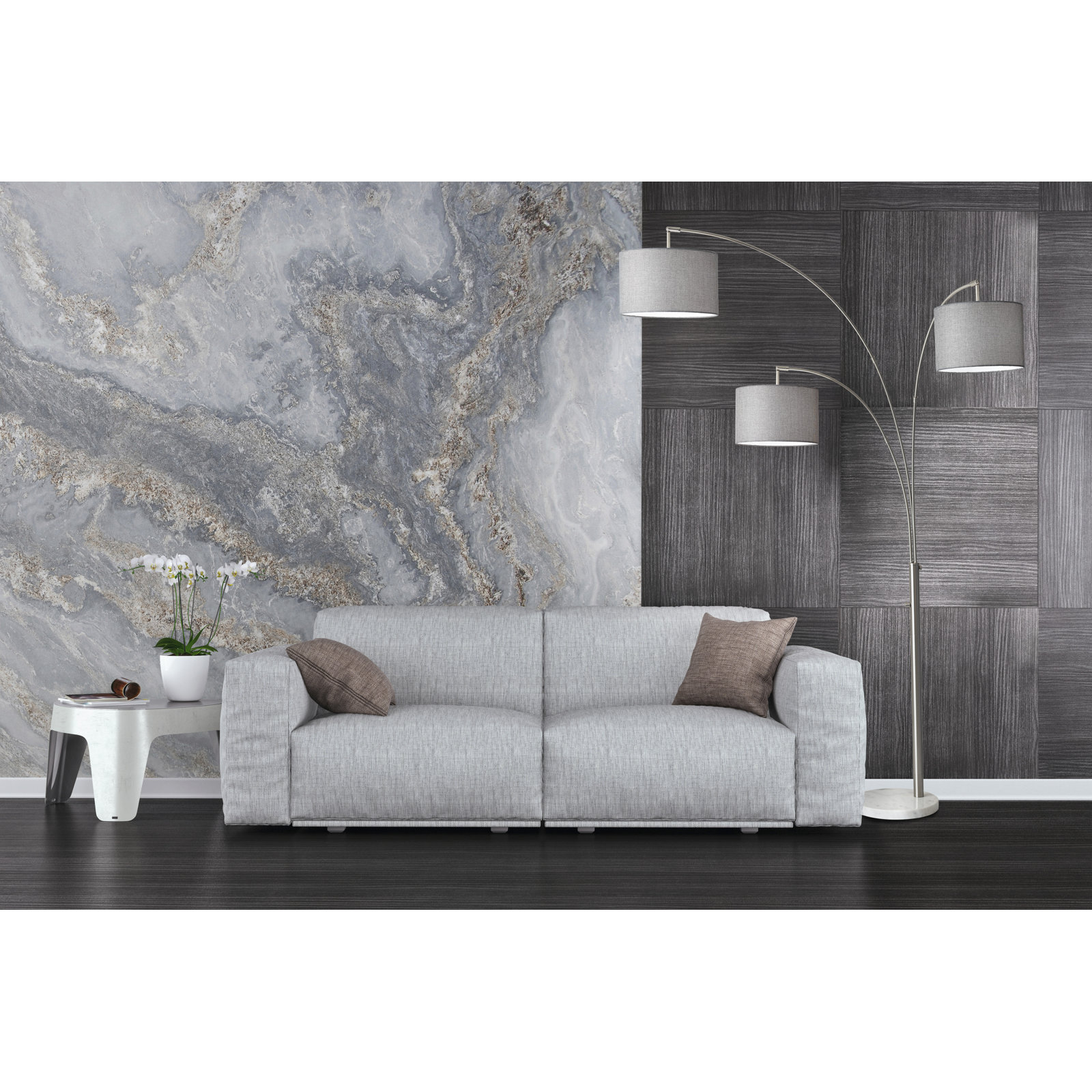 Felice 74'' Floor Lamp, Gray, Brushed Steel