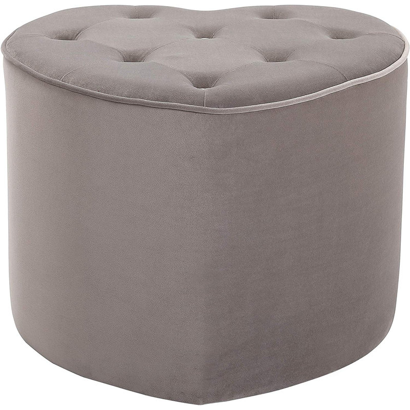 BirdRock Home 21" Heart-Shaped Tufted Velvet Ottoman Foot Stool
