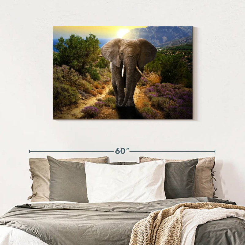 Elephant Frolicking, 30" H x 45" W