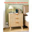 Table de chevet cannelée avec station de charge, avec 3 tiroirs, commode pour chambre à coucher, table de bout moderne Mid-Century, commode de table de chevet pour commode, pour chambre à coucher, salon, kaki