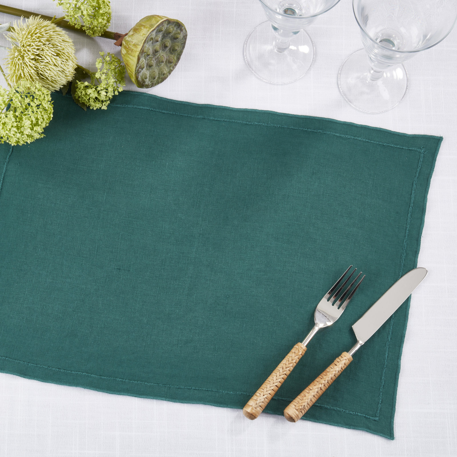 Stonewashed Linen Placemat, Green