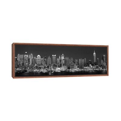 " Illuminated Skyline In B&W, Manhattan, New York City, New York "