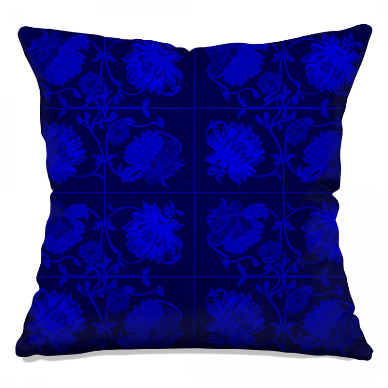 Coussins décoratifs bleus à motif floral, 18 x 18 pouces