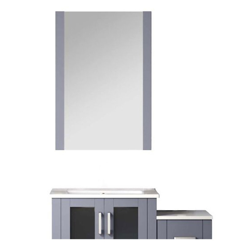 36 po L Meuble-lavabo gris foncé avec armoire latérale, comptoir en céramique blanche, 22 miroirs, tiroirs à fermeture en douceur et beaucoup d'espace de rangement, meuble-lavabo, surface, tiroirs, grand