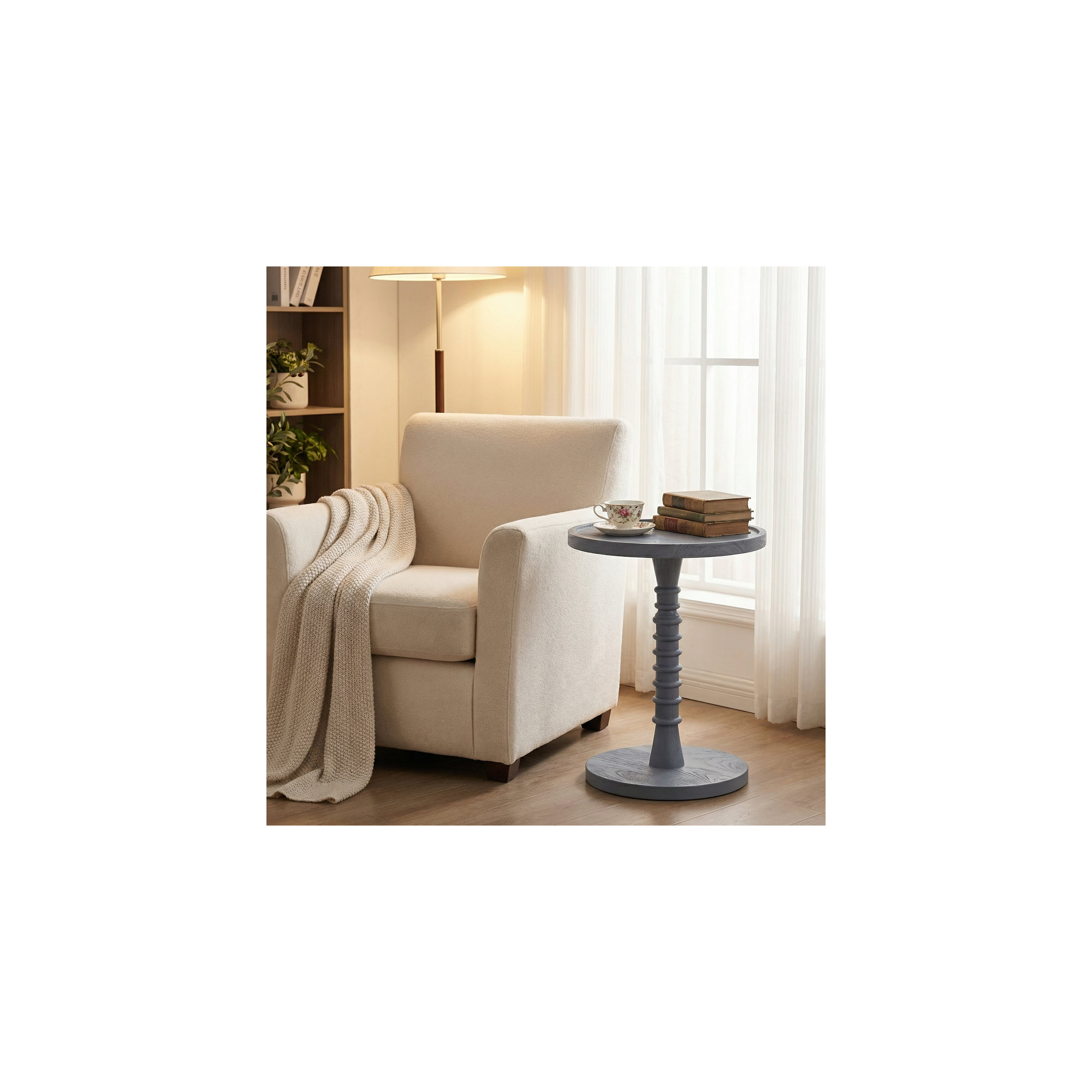Linda Threaded Drink Table, Light Blue
