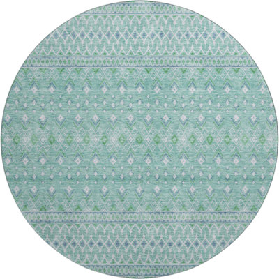 Premium Machine Washable Prisco Aqua Rug
