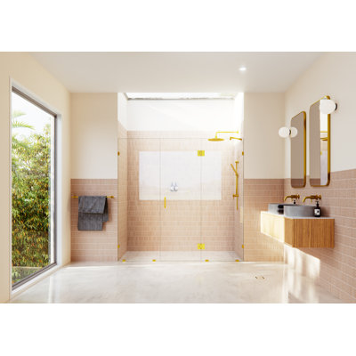 Stellar 95.75 in. x 78 in. Fully Frameless 3 Panel Inline Hinge Shower Door