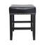  Set of 2 Faux Leather Saddle Counter Stools with Nailhead Trim, Padded Seat, Solid Wood Legs, Modern Design for Kitchen Island, Bar, or Dining Room, Dark Brown-792772663-792772662