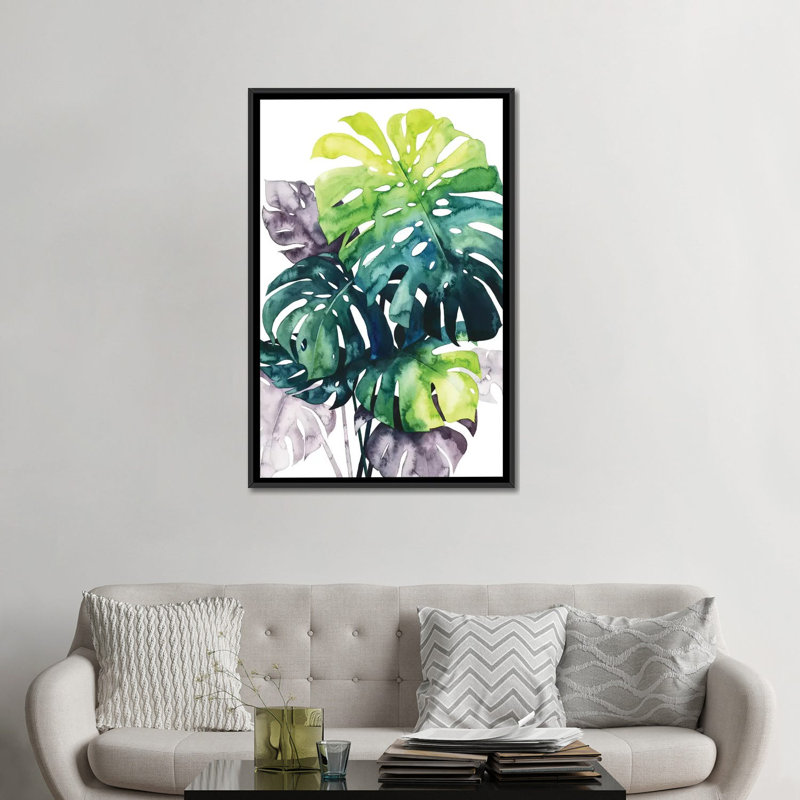 «Twilight Palms IV», impression sur toile, H 26 po x l 18 po x P 1,5 po, Toile avec cadre noir, Pas de tapis