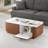 39.4" Modern Fluted Storage Coffee Table with Faux Marble Top-1690271214