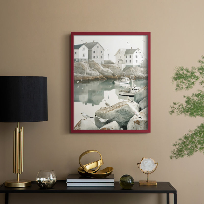 Fisherman's Way, reproduction encadrée en V - bois massif, Rouge, H 30 po x l 24 po