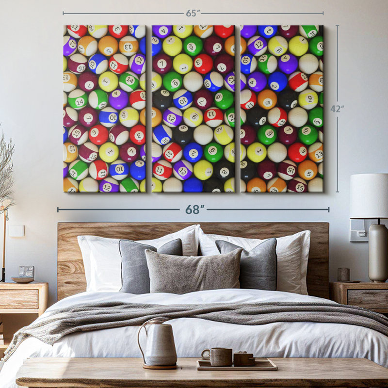 «Billiard Collection», 3 pièces sur toile, H 42 po x l 65 po x P 1,25 po