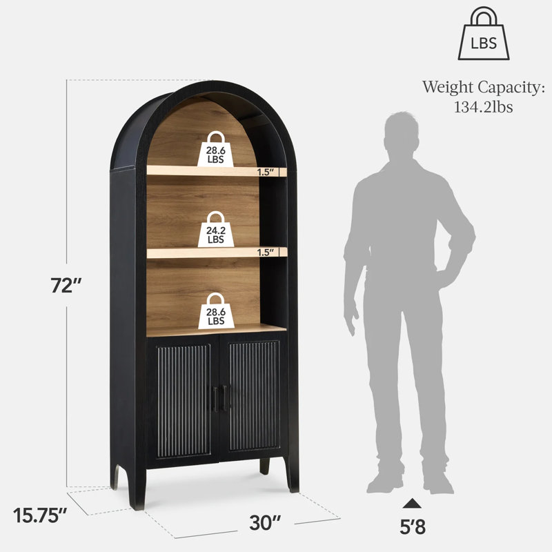 Arched 5-Tier Storage Cabinet, Black