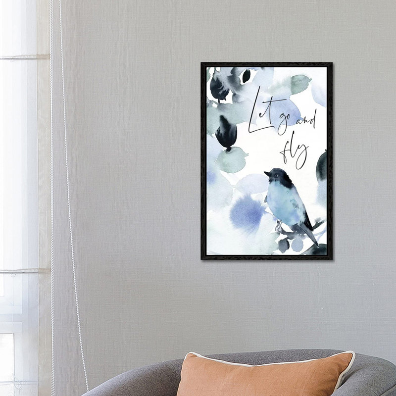Let Go And Fly by Stephanie Ryan - Painting on Canvas, 66.04cm H x 45.72cm W x 3.81cm D, Black Floater Framed
