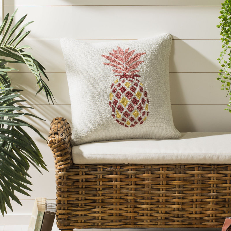 Embroidered Polypropelene Throw Pillow, Red/Yellow