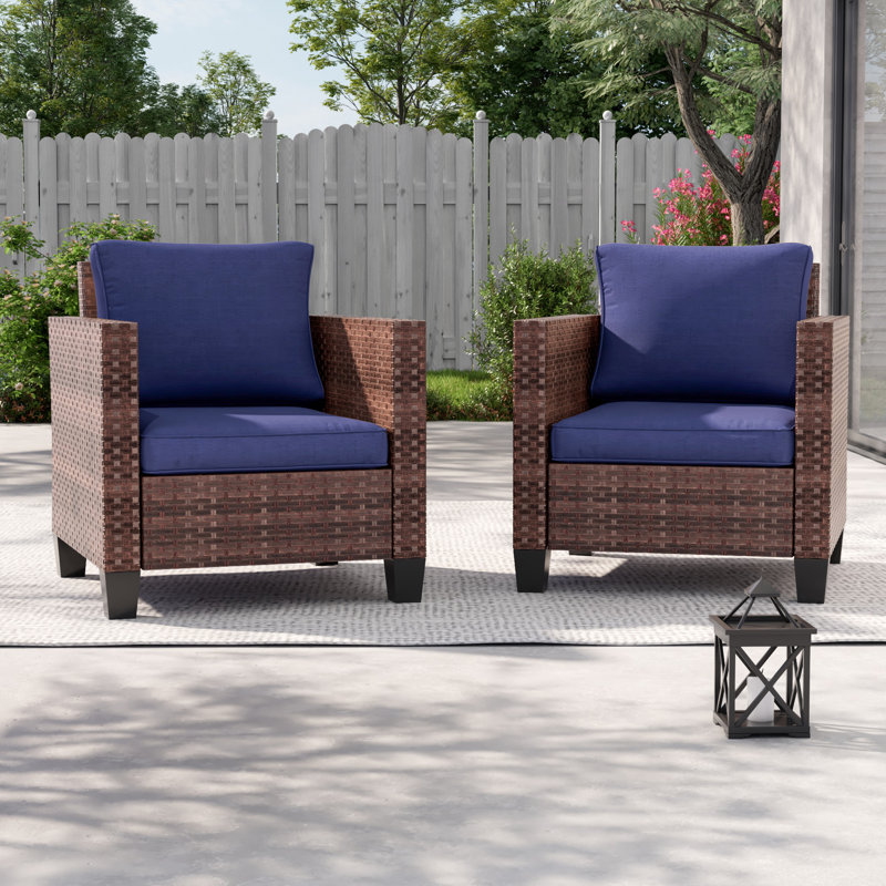 Norrington Patio Chair with Cushions(Set of 2), Navy