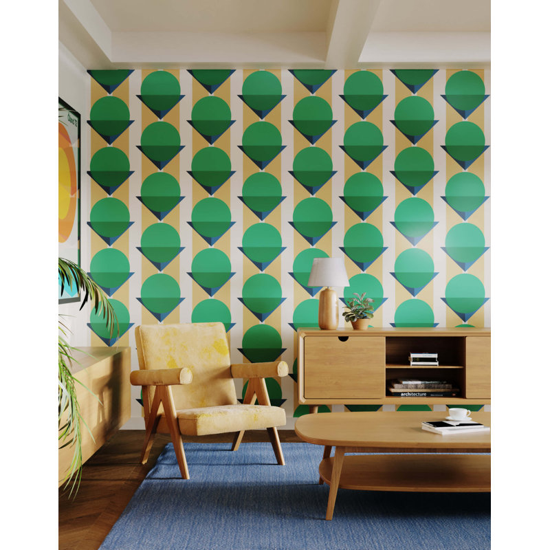 Bauhaus Geometric Wallpaper, Green