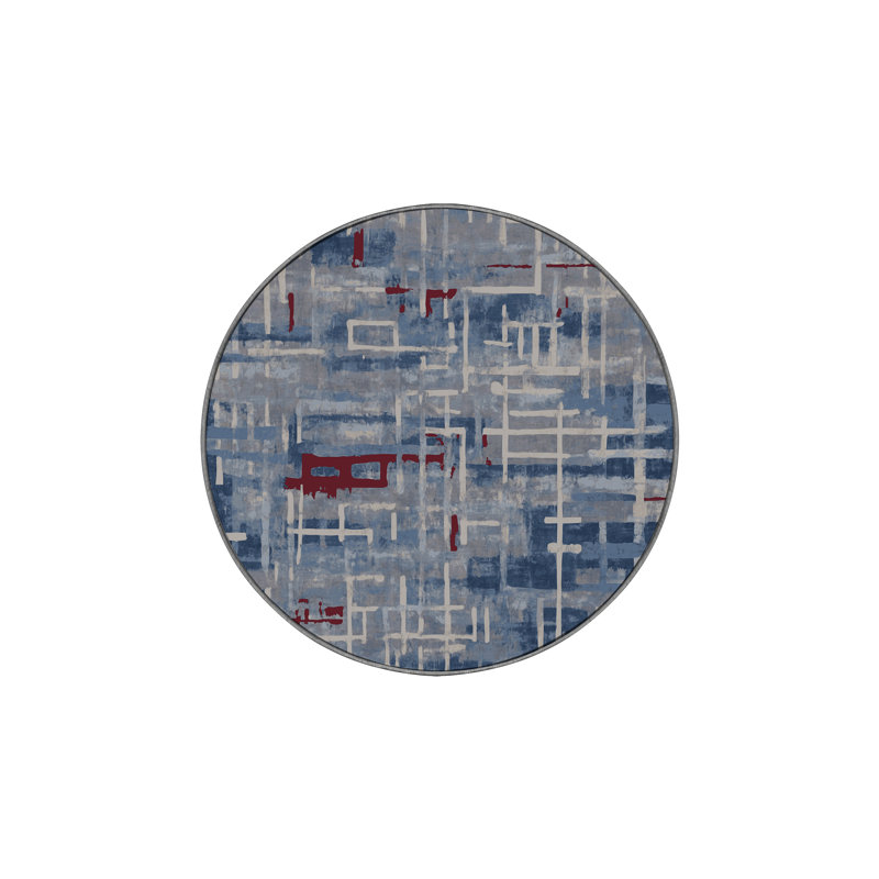 Machine Washable Gray Area Rug, Round 7'