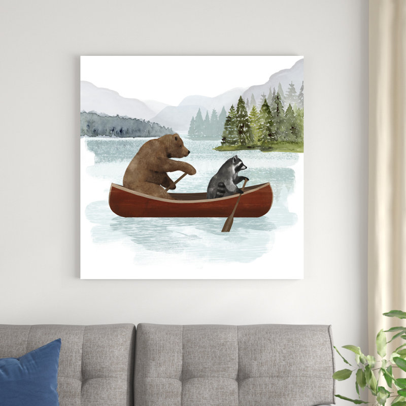 «Canoe Trip I» par Victoria Barnes, impression sur toile tendue, H 36 po x l 36 po, Impression encadrée sans passe-partout