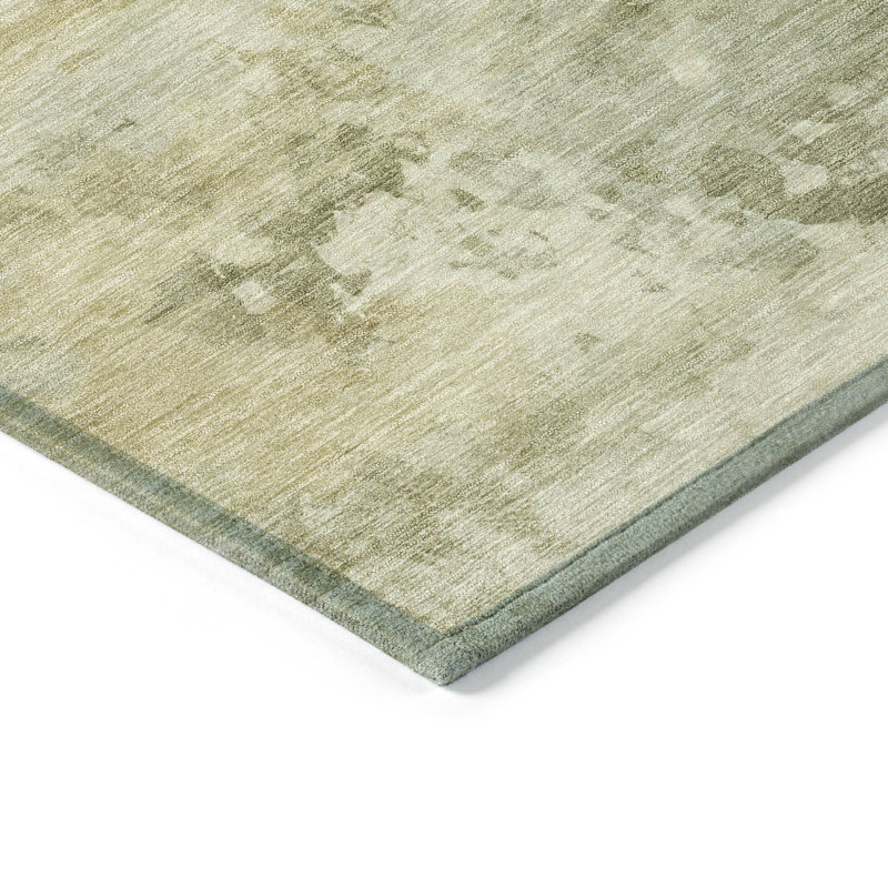 Machine Washable Indoor/Outdoor Xhevrie Sage Rug, Rectangle 10' x 14'