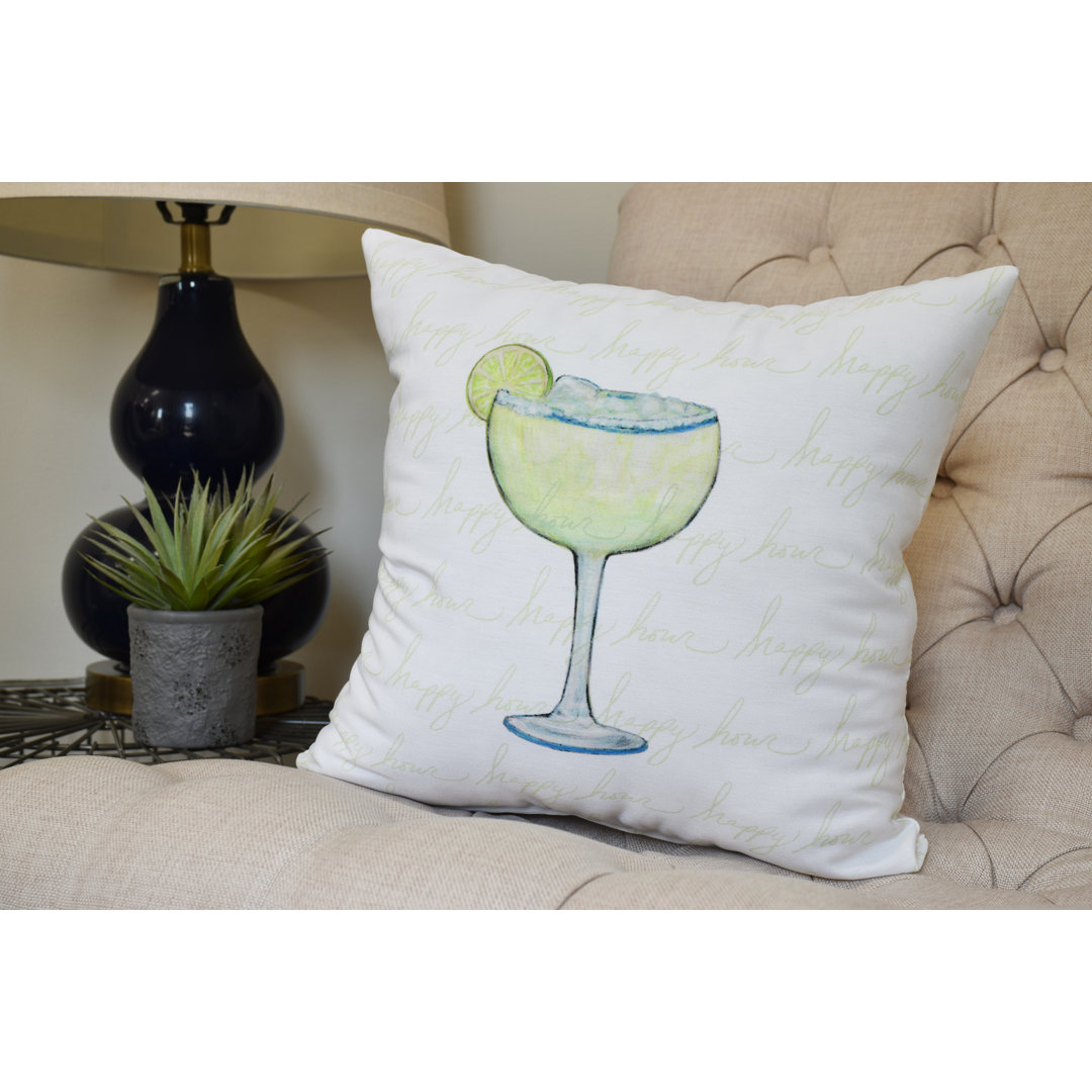 Palm Beach Margarita Plain Print Outdoor Square Pillow Cover & Insert e by design 