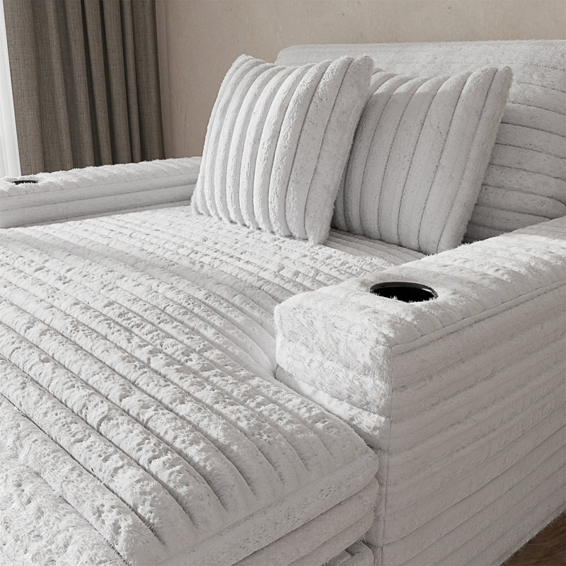 Chaise longue surdimensionnée gris clair avec deux porte-gobelets