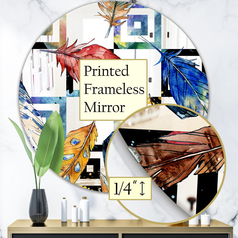 Miroir d'appoint mural Mid-Century Elementary Botanicals 6, H 23,6 po x l 23,6 po
