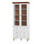 Armoire de rangement en MDF blanc, grands placards de cuisine avec portes en verre et tablettes réglables, armoire de rangement autoportante pour la cuisine, le salon