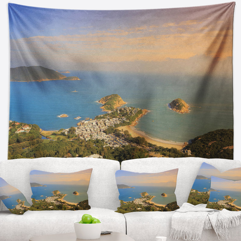 Tapisserie de l’itinéraire de randonnée tropical vert en polyester avec accessoires suspendus inclus, H 32 po x l 39 po