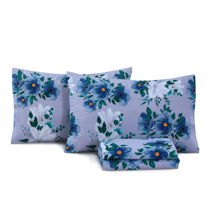 100% Cotton Percale Sheet Set, Queen, Blue