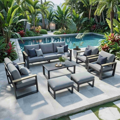 Ensemble de meubles de patio en aluminium toutes saisons 7 pièces