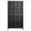 Armoire de rangement en métal noir de qualité supérieure avec portes en verre trempé, tablettes réglables, dispositif anti-basculement, fermeture silencieuse magnétique et pieds réglables pour la maison et le bureau