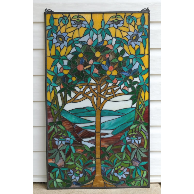 Large Handcrafted Stained Glass Window Panel Tree of Life
