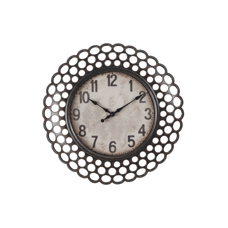 Horloge murale ronde 16 po, horloge murale, brun foncé, transitionnel