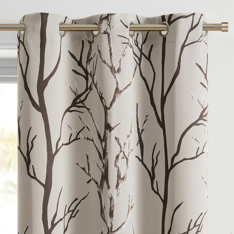 Kingdom Branch Blackout Curtain Panel, 40" W x 63" L, Brown