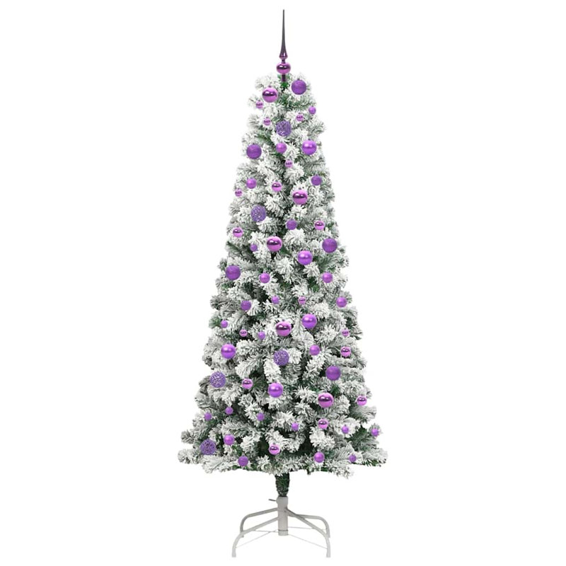 Artificial Hinged Christmas Tree Green and white, 5.91 ft