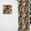 Motif cachemire roses orange et bleu romantiques - rideau en velours glamour - obscurcissant - 1 panneau-107591799
