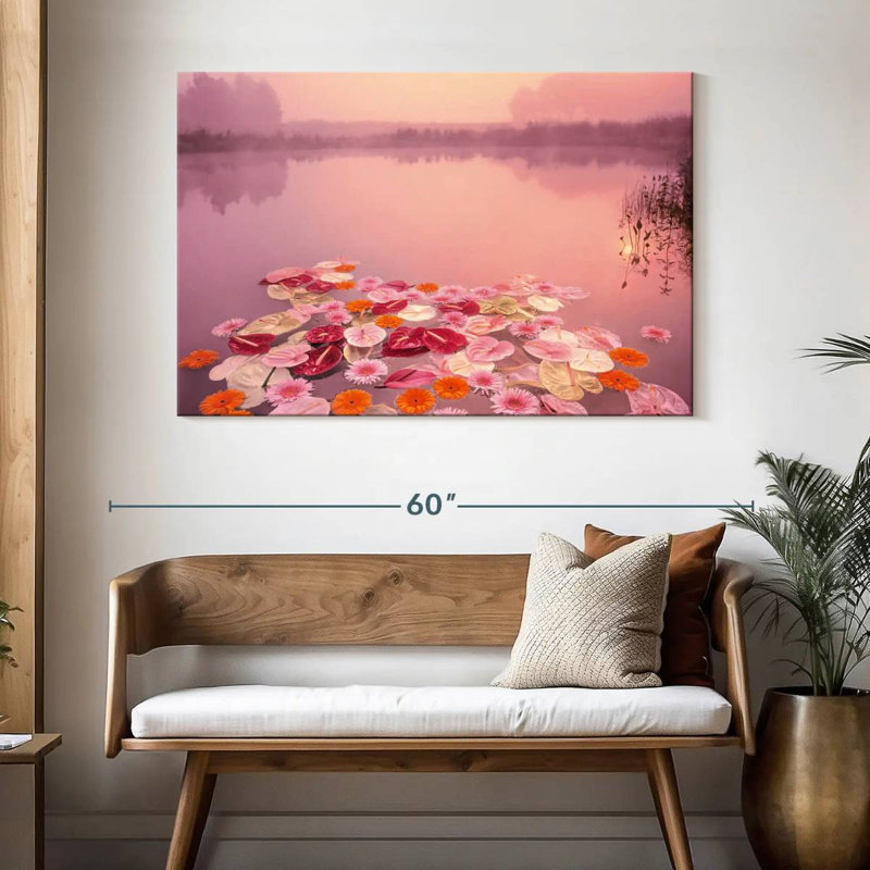 Alvord floral lac rose, H 32 po x l 48 po