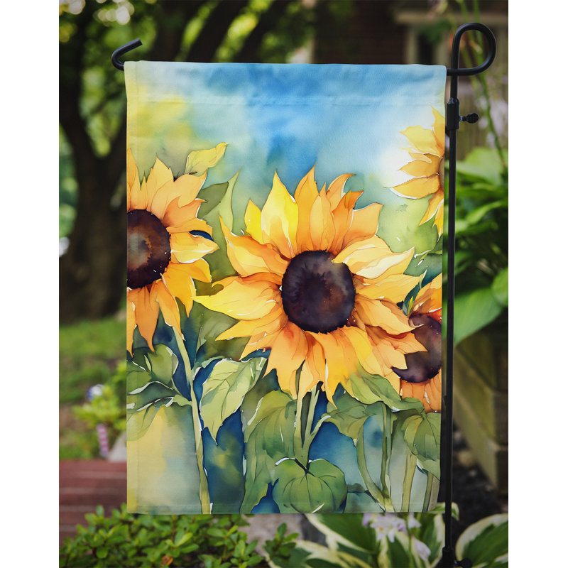 Tournesols dans un drapeau de jardin aquarelle