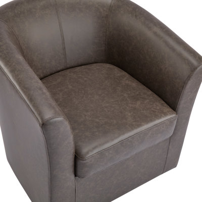 Fauteuil demi-tonneau pivotant en similicuir