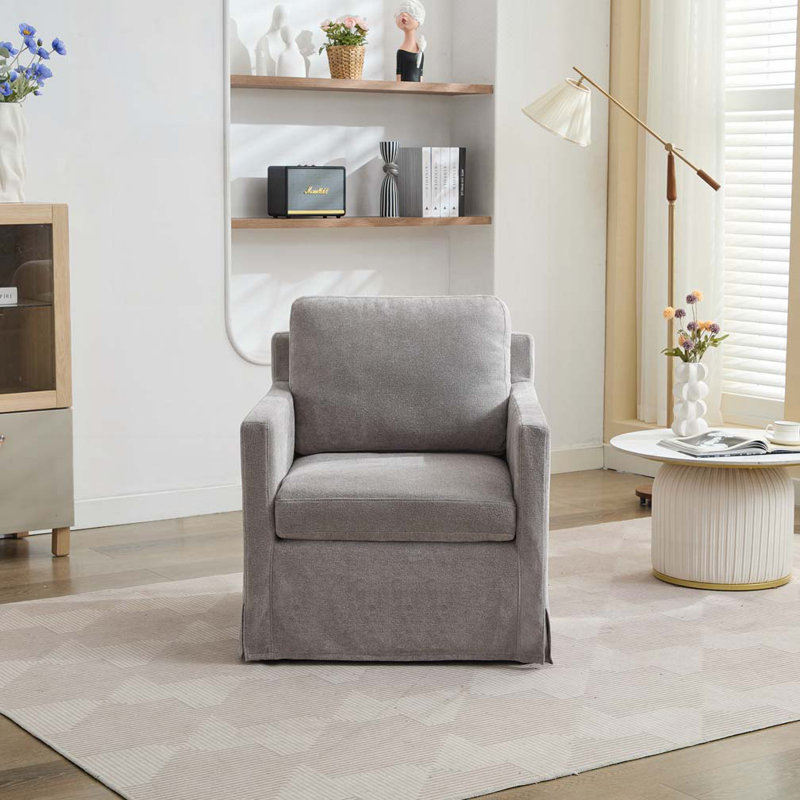 Chaise pivotante 29,92 po avec coussin de dossier amovible, Gris