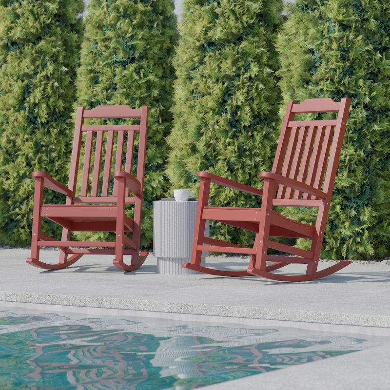 Chaise berçante en faux bois toutes saisons Cyress - Meubles de patio et de jardin, Rouge