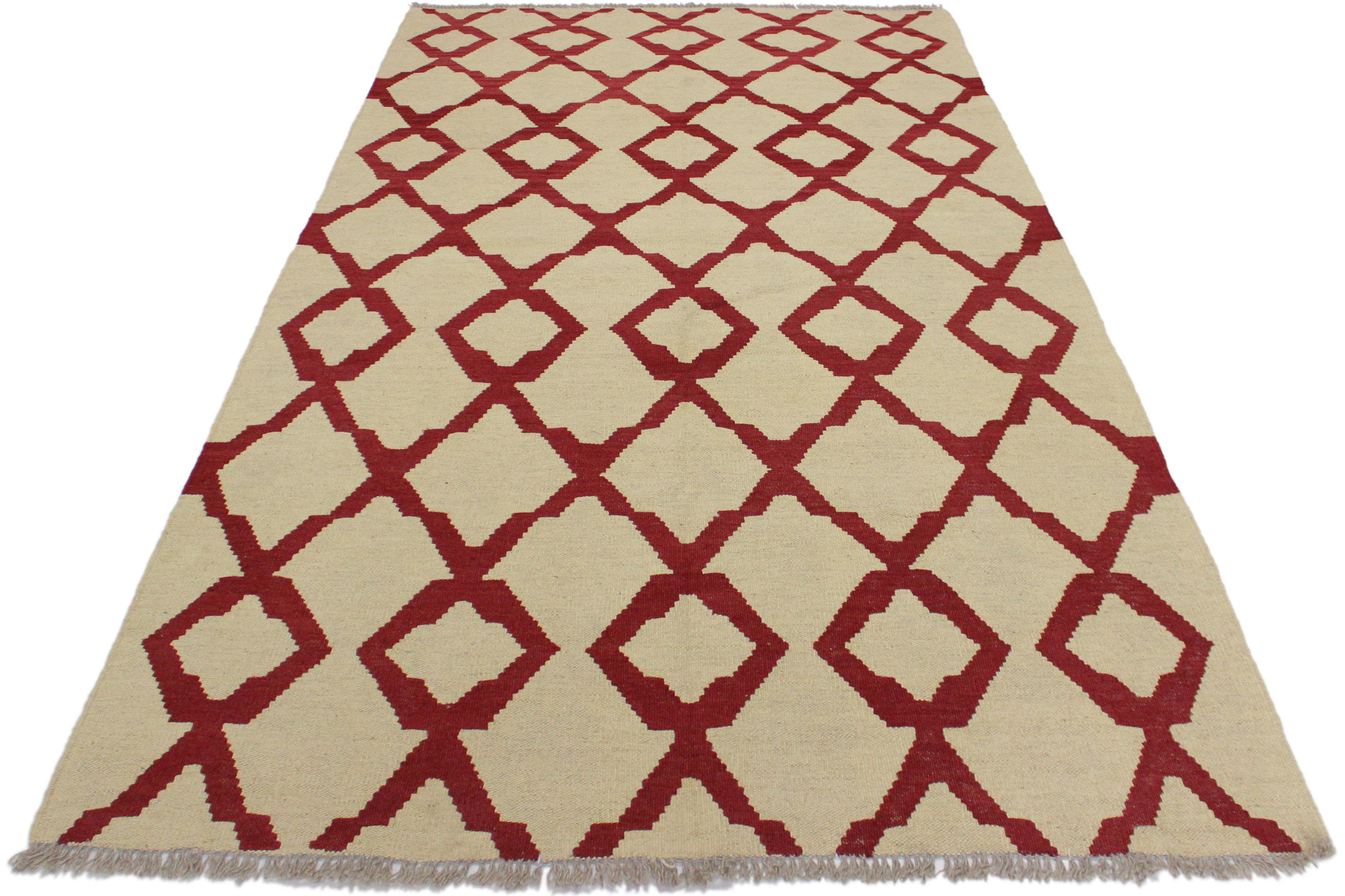 Isabelline Madee Geometric Handmade Rectangle 4'3" x 6'1" Wool Area Rug ...