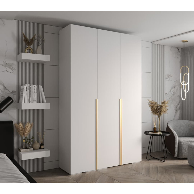 Raland 3 Door Manufactured Wood Wardrobe, Matte White
