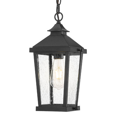  Luminaire suspendu d'extérieur 14 pouces en verre coulé moulé sous pression en aluminium noir