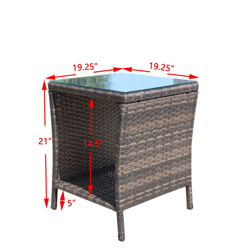 Table basse d'extérieur en verre trempé brun - eau, assemblage requis pour la terrasse, eau, assembler maintenant