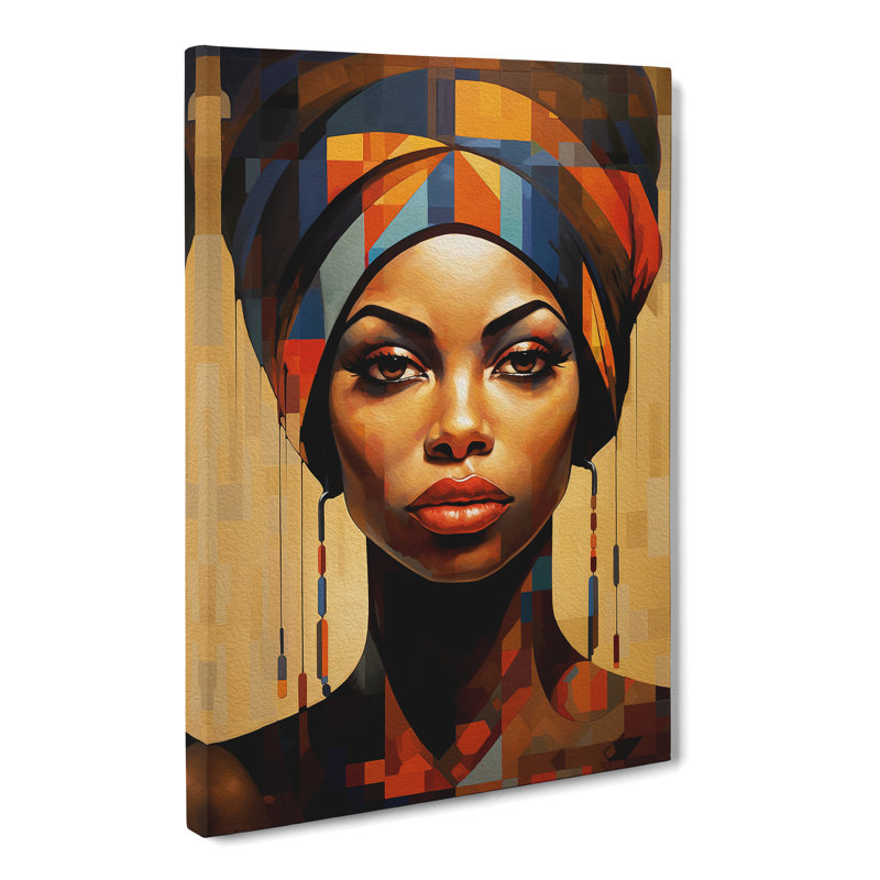 African Woman Geometric - No Frame Print, 76cm H x 50cm W x 3cm D