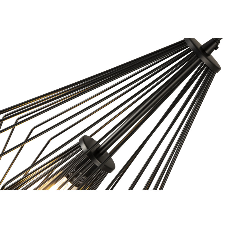 Luminaire suspendu géométrique unique à 1 lumière avec détails en fer forgé Frankie, H 18,5 po x l 12,25 po x P 12,25 po