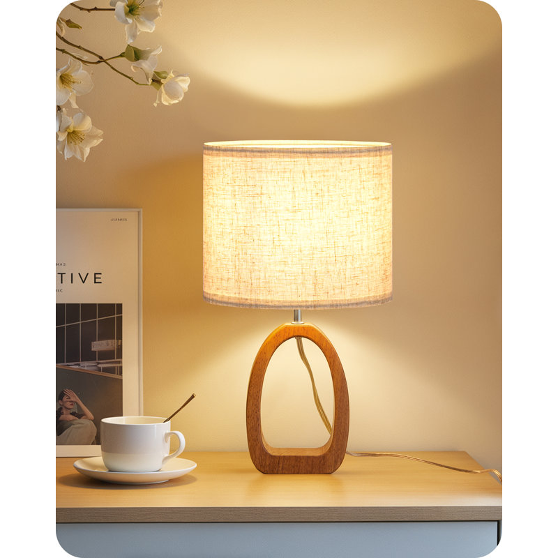 Lampe de table en bois massif 14,2 " 
