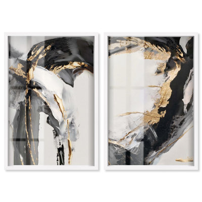 Art mural Aurea Flow Set Shadowbox Living Art par Art Remedy, cadre blanc, 30 x 45
